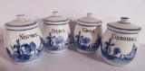 Three Germany spice canisters, Windmill design, 3 1/2