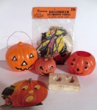 Dennison Halloween decorations, Gurley candle and vintage pumpkins