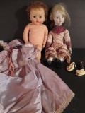 Vintage rubber vinyl doll and vintage inspired porcelain doll