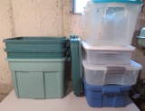 Seven storage totes, Sterlite and Rubbermaid