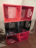 Six heavy plastic milk crates