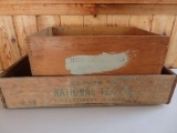 Two vintage wood boxes, Dynamite and National Tea Co