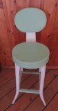 Cream and green metal kitchen stool, 33 1/2