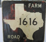 Heavy steel road sign, Farm road 1616, Texas, 23 1/2