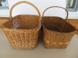 Two wicker and split oak gathering baskets