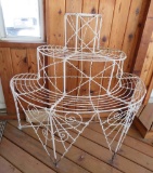 Vintage Three tier metal plant stand, ornate, white