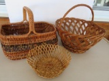 Three vintage baskets, gatherig and yarn baskets