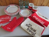 Coca Cola dishes, glasses, and curtains