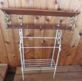 Wall hanging shelf and floor standing metal towel rack