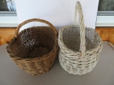 Two wicker handled baskets