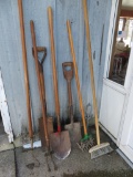 Long handle yard tools, shovels, tillers, hoe, and broom