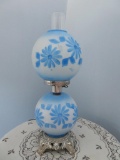 Electrified GWTW lamp, blue floral, 21