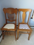 Two wood side chairs