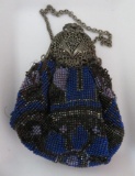 Beaded purse, blue and purple, 6