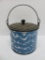 Blue and white graniteware swirl, enamelware berry bucket