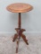 Carved candlestand, plantstand, walnut, bird heads on base, 29