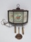 Schlitz beer clock, three sided, with wooden weights and plastic world pendulum