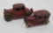 Two cast iron cars, one marked Kilgore, 3