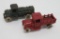 Cast iron tanker truck and stake bed truck, 3 1/2