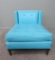 Mid Century Modern turquoise vinyl chair, no arms, 27