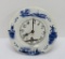 German blue and white Kitchen clock, Dutch design, with key, 8 3/4