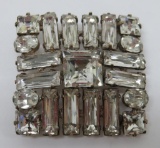 Adell Simmonds Rhinestone pin, square, 1 1/2