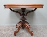 Walnut Parlor Table, elaborate pedestal, 24