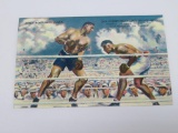 Jack Dempsey Knocks Out Jess Willard postcard, signed