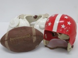 Gary Wood Hollander GW-192 shoulder pads and plastic helmet, vintage football