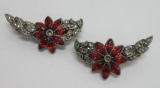 Ruby and clear rhinestone shoe clips, pair, 2