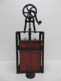 Rotary table top butter churn, painted steel and wood, 28