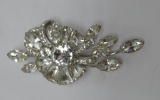 Brilliant Eisenberg floral brooch pin with ribbons, 3 1/2