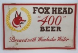 Fox Head 400 Beer. Waukesha cardboard sign, 43 1/2