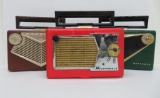 Three vintage 1950's Motorola retro mid century design transistor portable radios