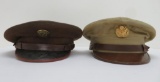 Two military hats, wool and khaki