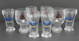 Eight vintage Blatz glasses, two styles