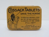 Cossack Tablets, Save the Horse, horse ailment tin, 3 1/4