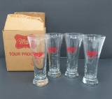 Set of Miller High Life 12 oz Fiare glasses with box