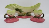 Hull Art pottery, Woodland, glossy, console bowl and candlesticks