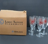 6 Libbey glasses, Schlitz, 8 oz, Tulip goblet, with box
