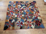 c 1900 Crazy Dresden Quilt, hand pieced, 76