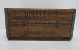 Bireley's Orange Ade Oshkosh Wis wood soda crate, 15 1/2
