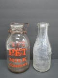 Two milk bottles, Pet and Bowman