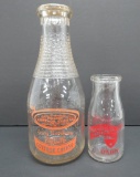 Vintage Pyro pint and quart milk bottles