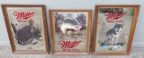 Three Miller High Life beer mirrors, Bear, Wolf and Bass