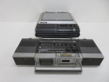 Vintage electronics, Panasonic and General Electric mini portable stereo and TV combinations