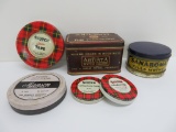 Assorted tins, Crayon and tape,