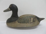 Vintage wooden duck decoy, glass eyes, 15 1/2