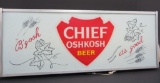 Chief Oshkosh Beer Light up sign, B'goosh it's good, 24
