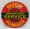 DeSoto Plymouth Enamal Approved Service Advertising Sign, 11 1/2